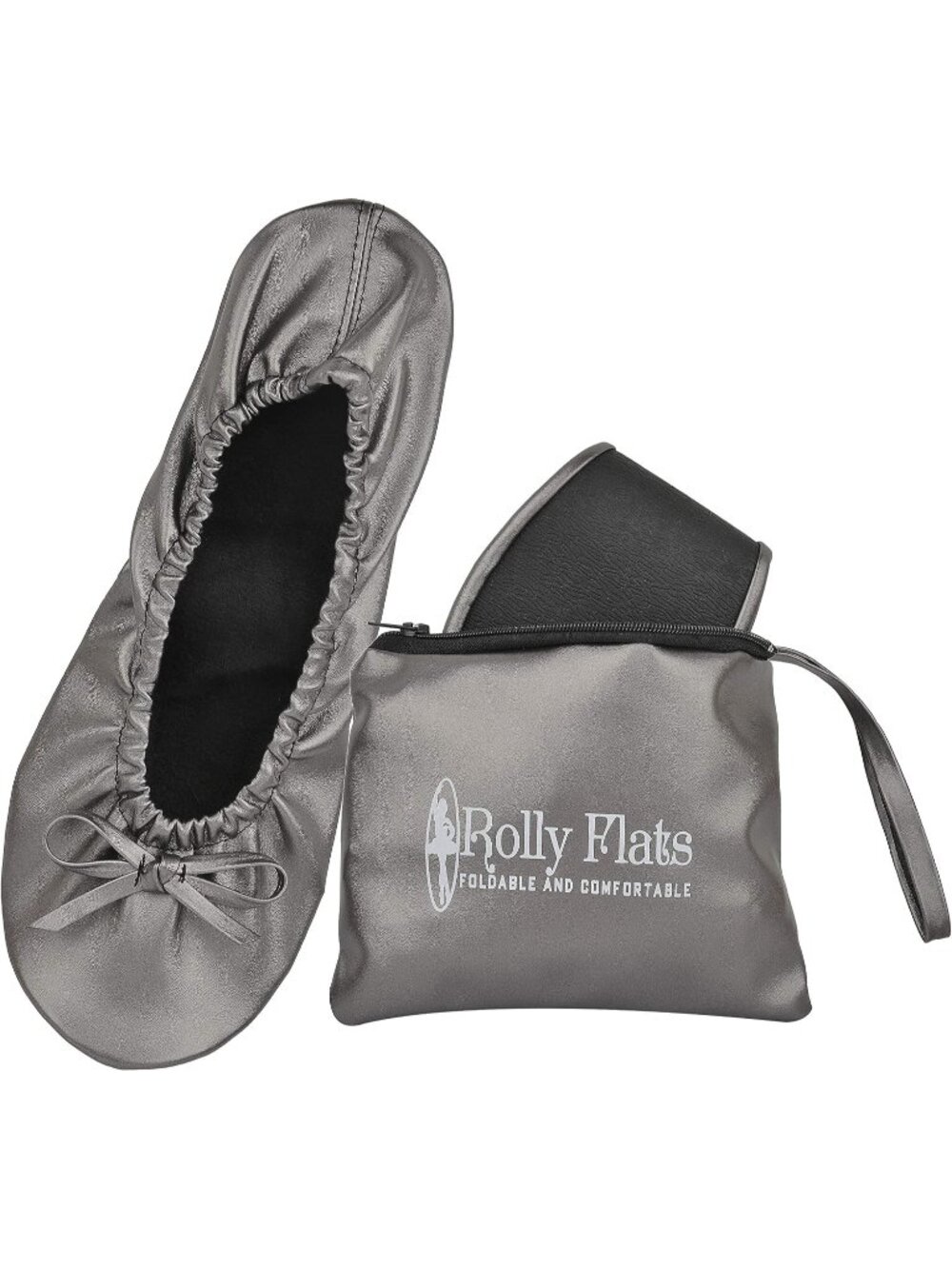 Women's Space Grey Fit in Your Purse Round Toe Casual Foldable Ballet Flat Shoes